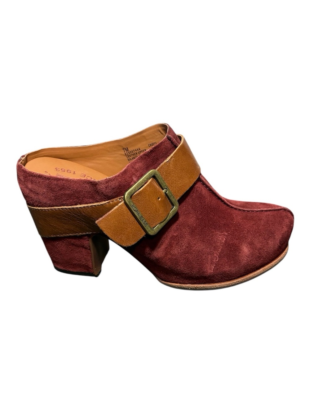 KORK-EASE Shanaya Burgundy Suede Clog Mules